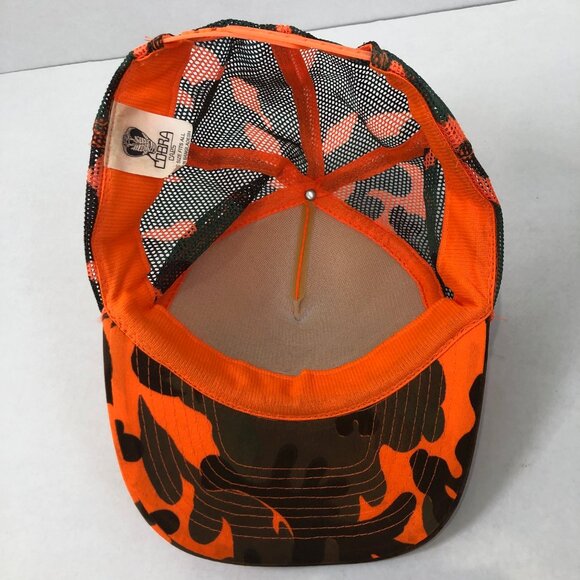 Vintage Cobra Brand Trucker Snapback Orange Camo Snapback Hat Cap - Picture 3 of 6